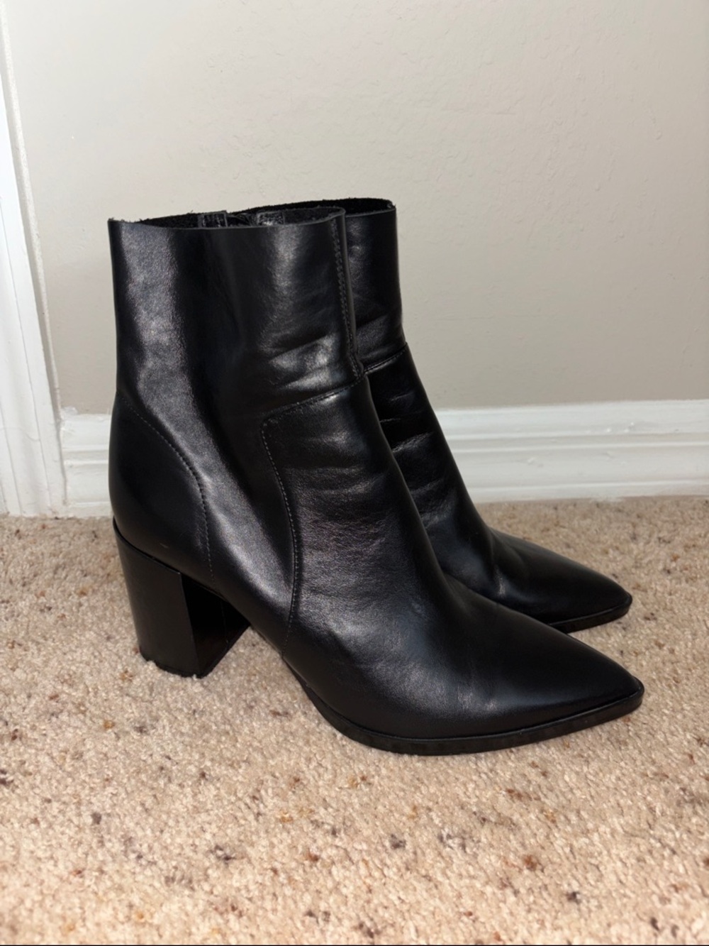 Tony Bianco Brazen Black Leather Pointed Ankle Booties Size 10